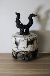 Boîte en céramique raku par Violeta Stepanovic